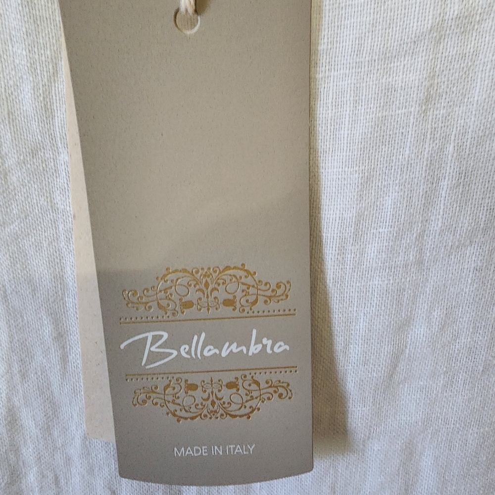 NWT White Sleeveless Dress Linen.  Made Italy Bellambra - Picture 3 of 4